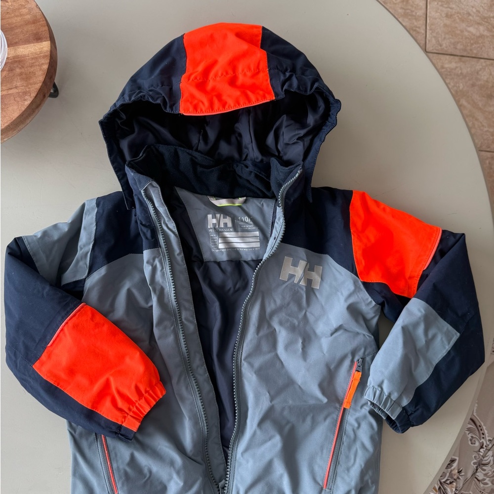 Helly Hansen Gray and Orange Fall/Winter with Hood and Colorblocking